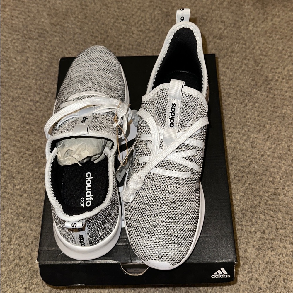 Adidas Cloudfoam Knit Sneakers in Black and White
